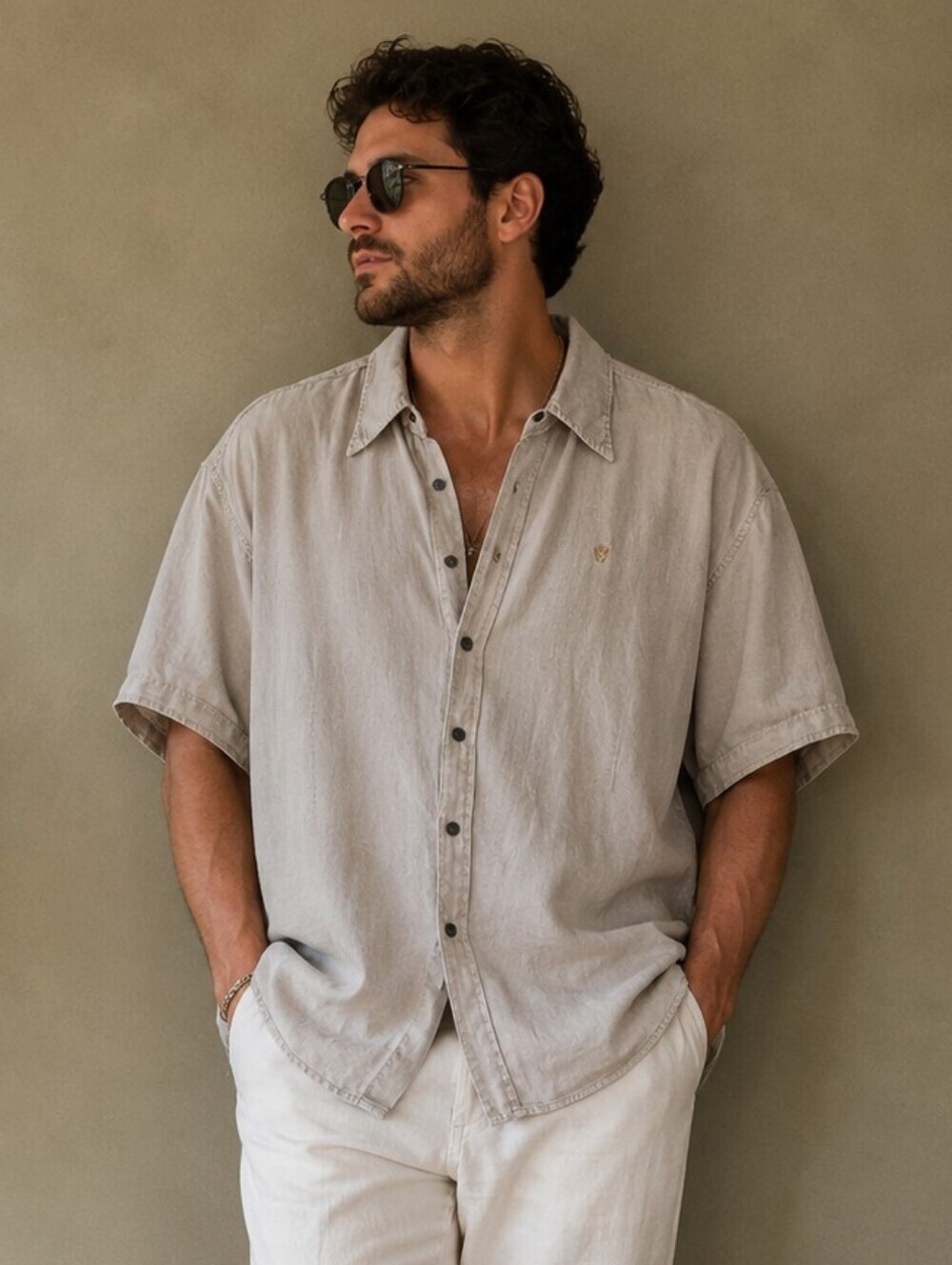 Scotch & Soda | Men's 100% Linen Short Sleeve Button-Up Shirt, Size XXL